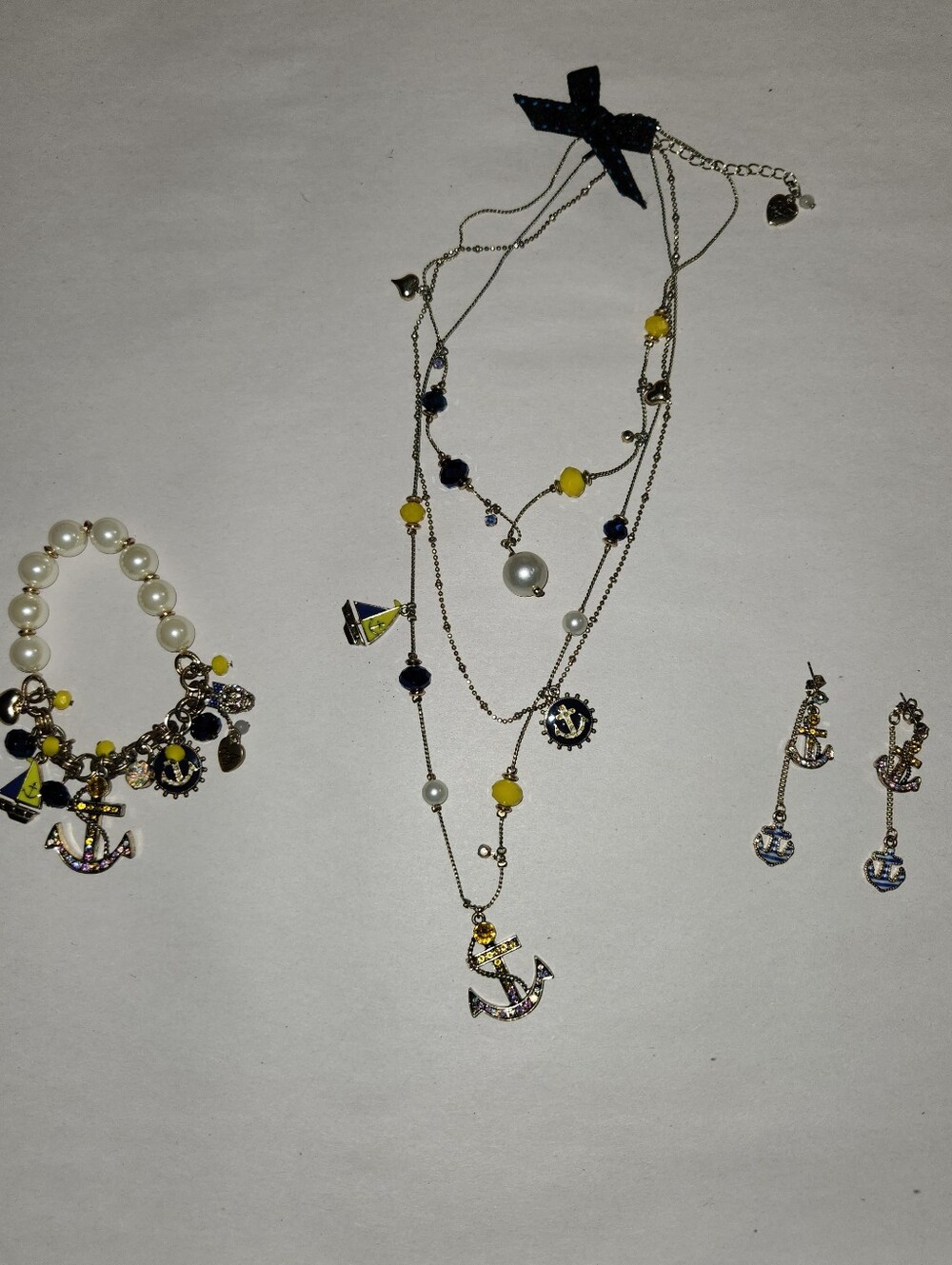 Betsey Johnson Jewelry Set Nautical Skull Boat Anchor Hearts